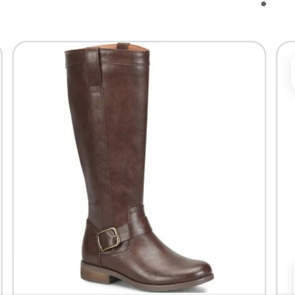 EuroSoft Brown Knee-High Riding Boots with Buckle Accent